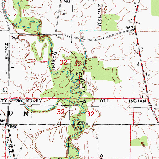 Topographic Map of Beaver Meadow Drain, MI