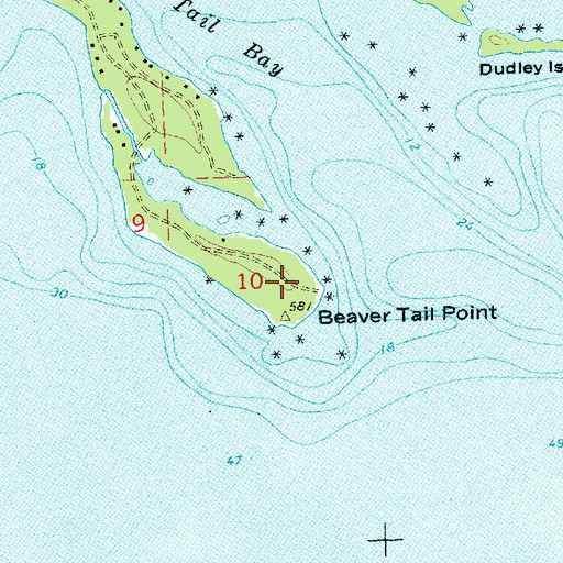 Topographic Map of Beaver Tail Point, MI