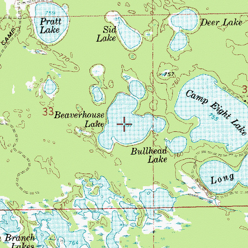 Topographic Map of Beaverhouse Lake, MI