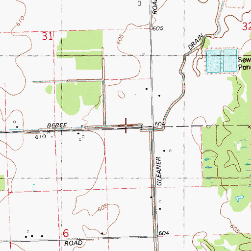 Topographic Map of Bebee Drain, MI