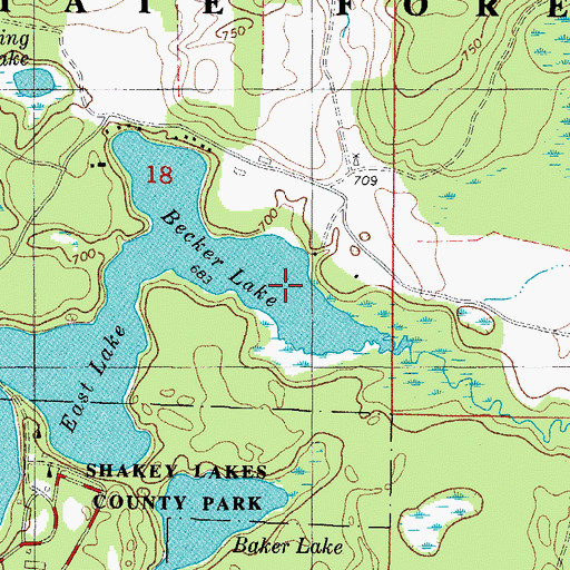 Topographic Map of Becher Lake, MI