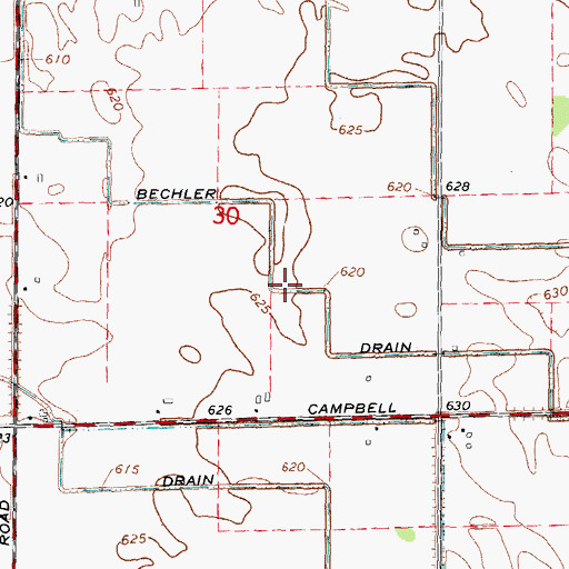 Topographic Map of Bechler Drain, MI