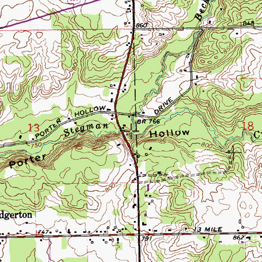 Topographic Map of Becker Creek, MI