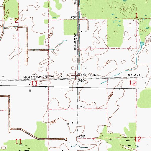 Topographic Map of Becking School, MI