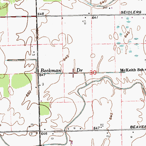 Topographic Map of Beckman Drain, MI