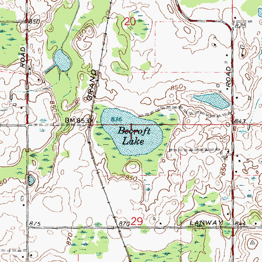 Topographic Map of Becroft Lake, MI