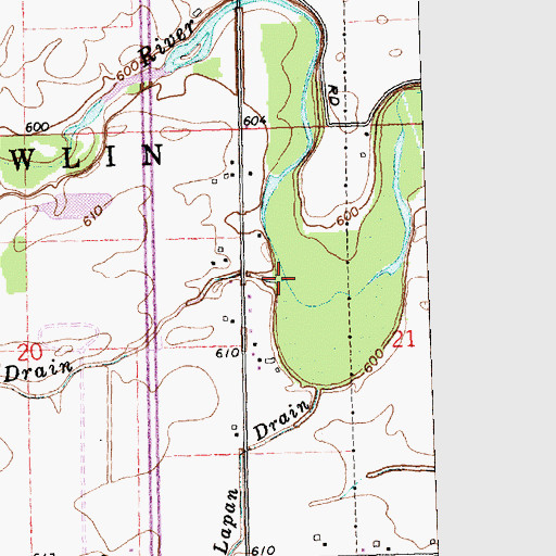 Topographic Map of Bedell Drain, MI