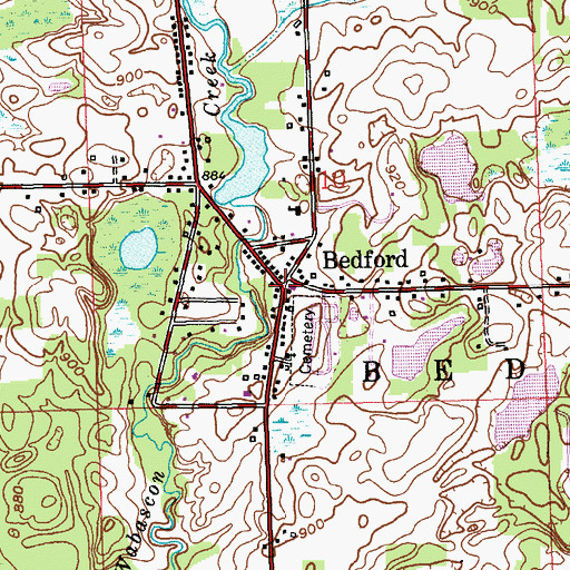 Topographic Map of Bedford, MI