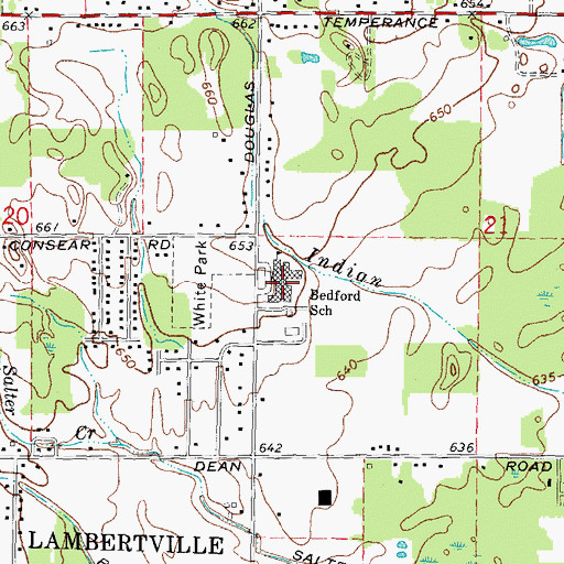 Topographic Map of Bedford School, MI