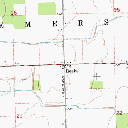 Topographic Map of Beebe, MI