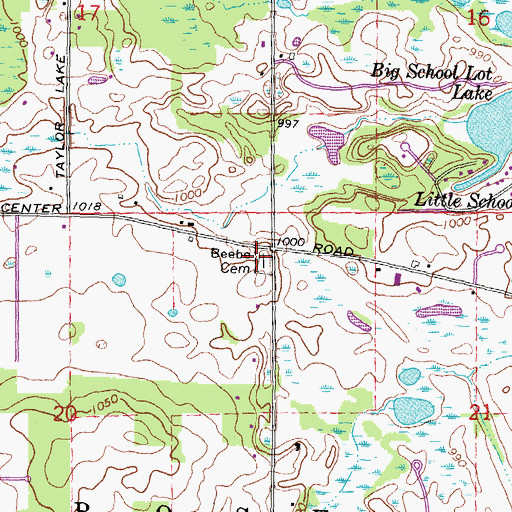 Topographic Map of Beebe Cemetery, MI