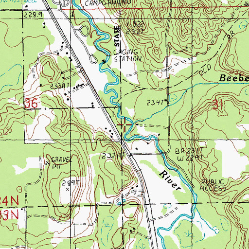 Topographic Map of Beebe Creek, MI