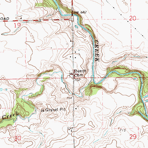 Topographic Map of Beech Cemetery, MI