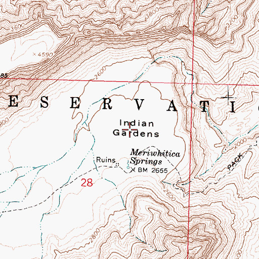 Topographic Map of Indian Gardens, AZ