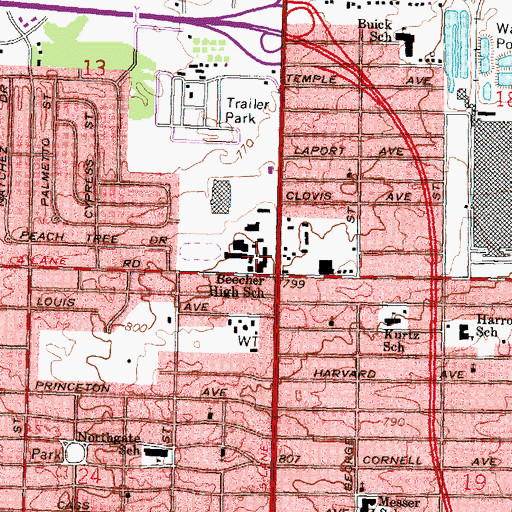 Topographic Map of Beecher High School, MI