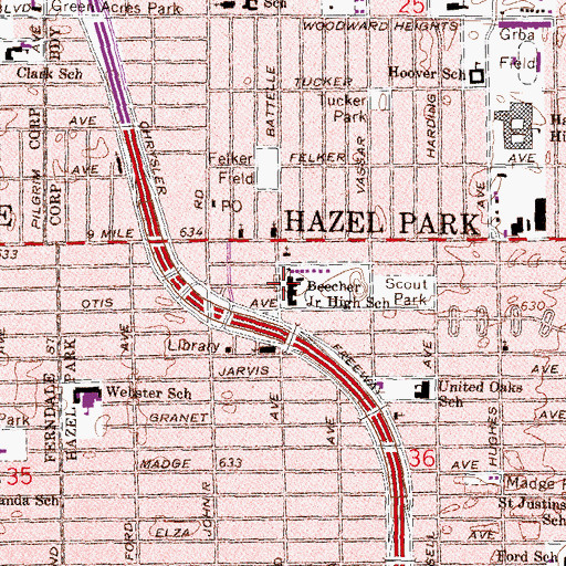 Topographic Map of Beecher Junior High School, MI