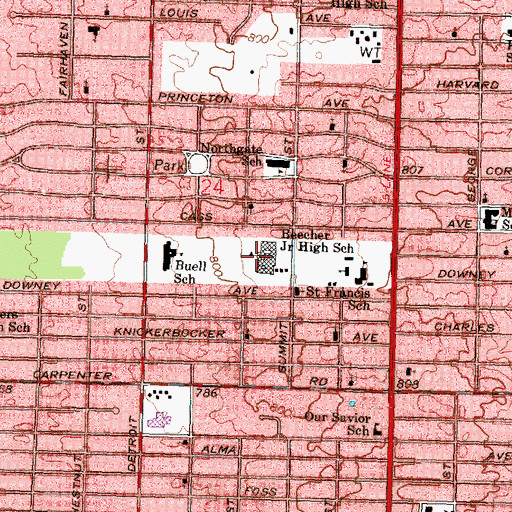 Topographic Map of Beecher Junior High School, MI