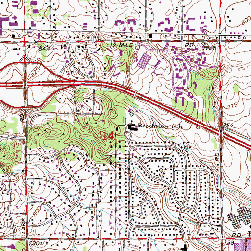 Topographic Map of Beechview School, MI