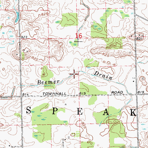 Topographic Map of Beemer Drain, MI