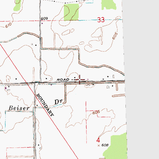 Topographic Map of Beiser Drain, MI