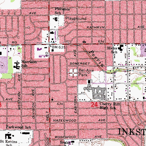 Topographic Map of Bel-Aire Park, MI