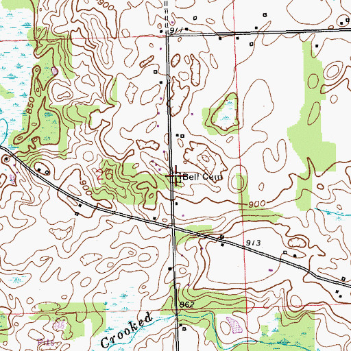 Topographic Map of Bell Cemetery, MI