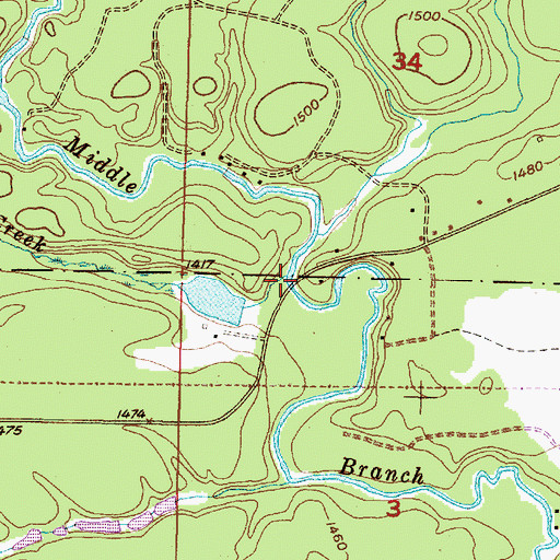 Topographic Map of Bell Creek, MI