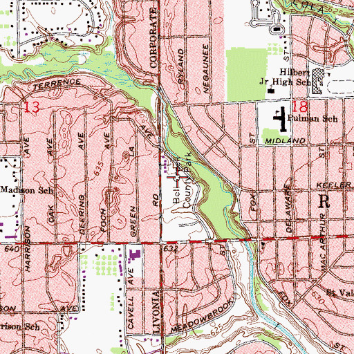 Topographic Map of Bell Creek County Park, MI