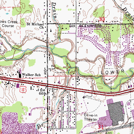 Topographic Map of Bell Drain, MI