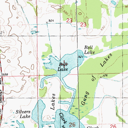 Topographic Map of Bell Lake, MI