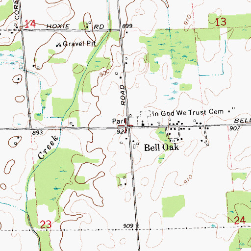 Topographic Map of Bell Oak, MI