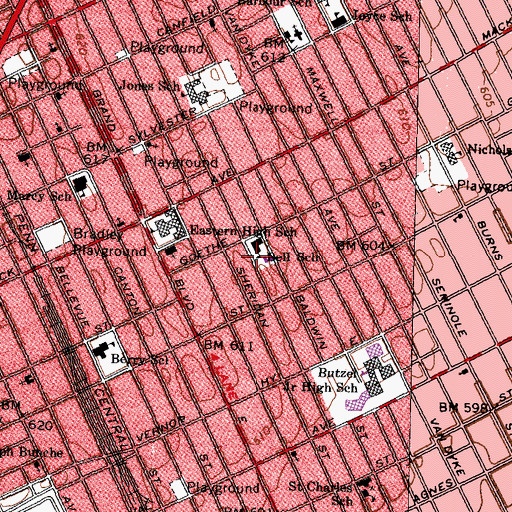 Topographic Map of Bell School, MI