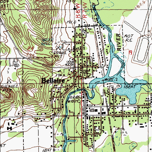 Topographic Map of Bellaire, MI