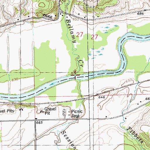 Topographic Map of Bellamy Creek, MI