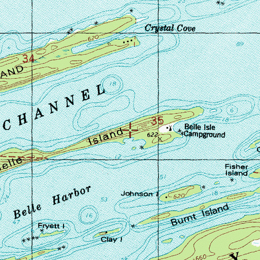 Topographic Map of Belle Isle, MI