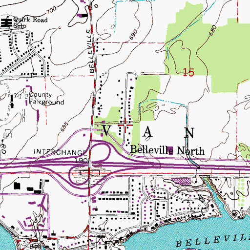 Topographic Map of Belleville North, MI