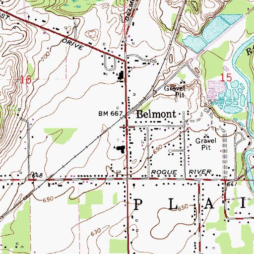 Topographic Map of Belmont, MI