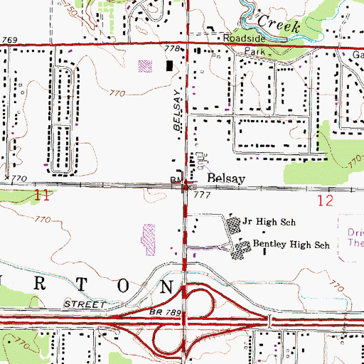 Topographic Map of Belsay, MI