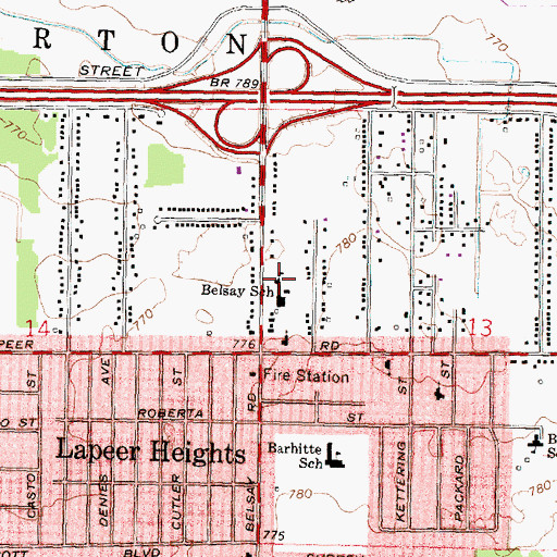 Topographic Map of Belsay School, MI