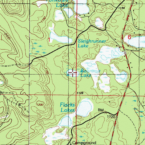 Topographic Map of Beltrame Lake, MI