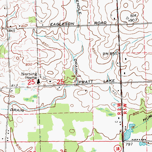 Topographic Map of Bendle Drain, MI