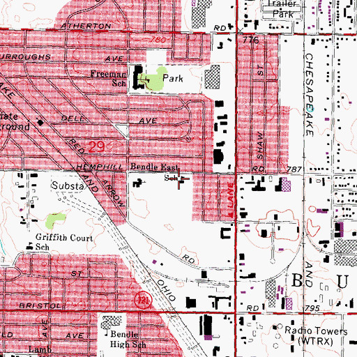 Topographic Map of Bendle East School, MI