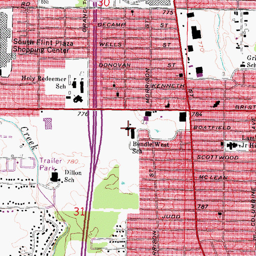 Topographic Map of Bendle West School, MI