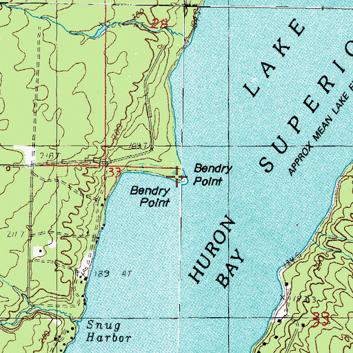 Topographic Map of Bendry Point, MI
