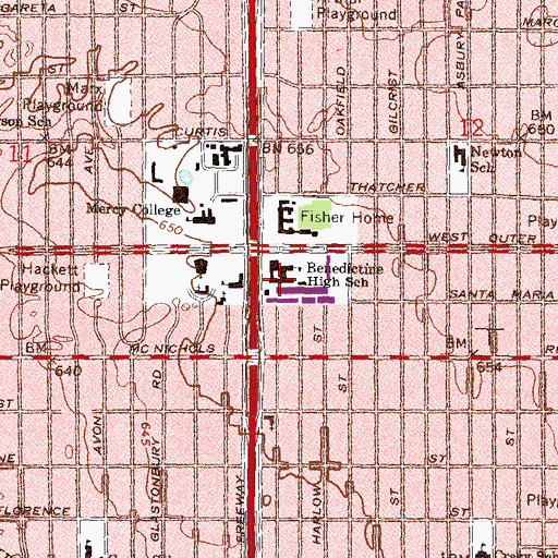 Topographic Map of Benedictine High School, MI