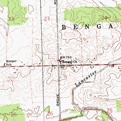 Topographic Map of Bengal Church, MI