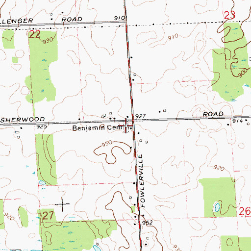 Topographic Map of Conway Benjamin Cemetery, MI