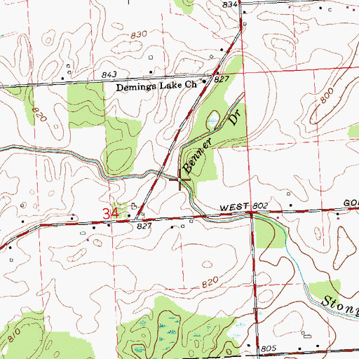 Topographic Map of Benner Drain, MI