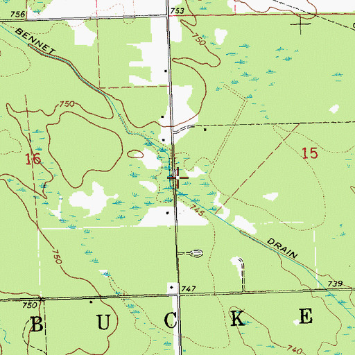 Topographic Map of Bennet Drain, MI