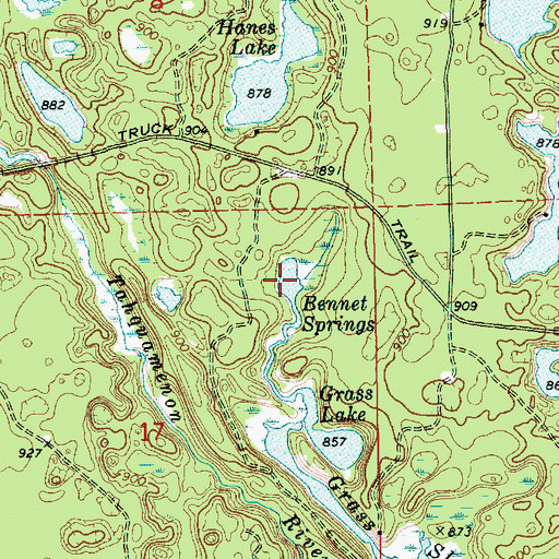Topographic Map of Bennet Springs, MI